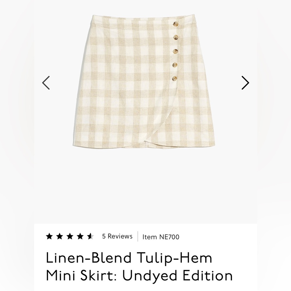 Madewell Gingham Linen Wrap Skirt with Buttons